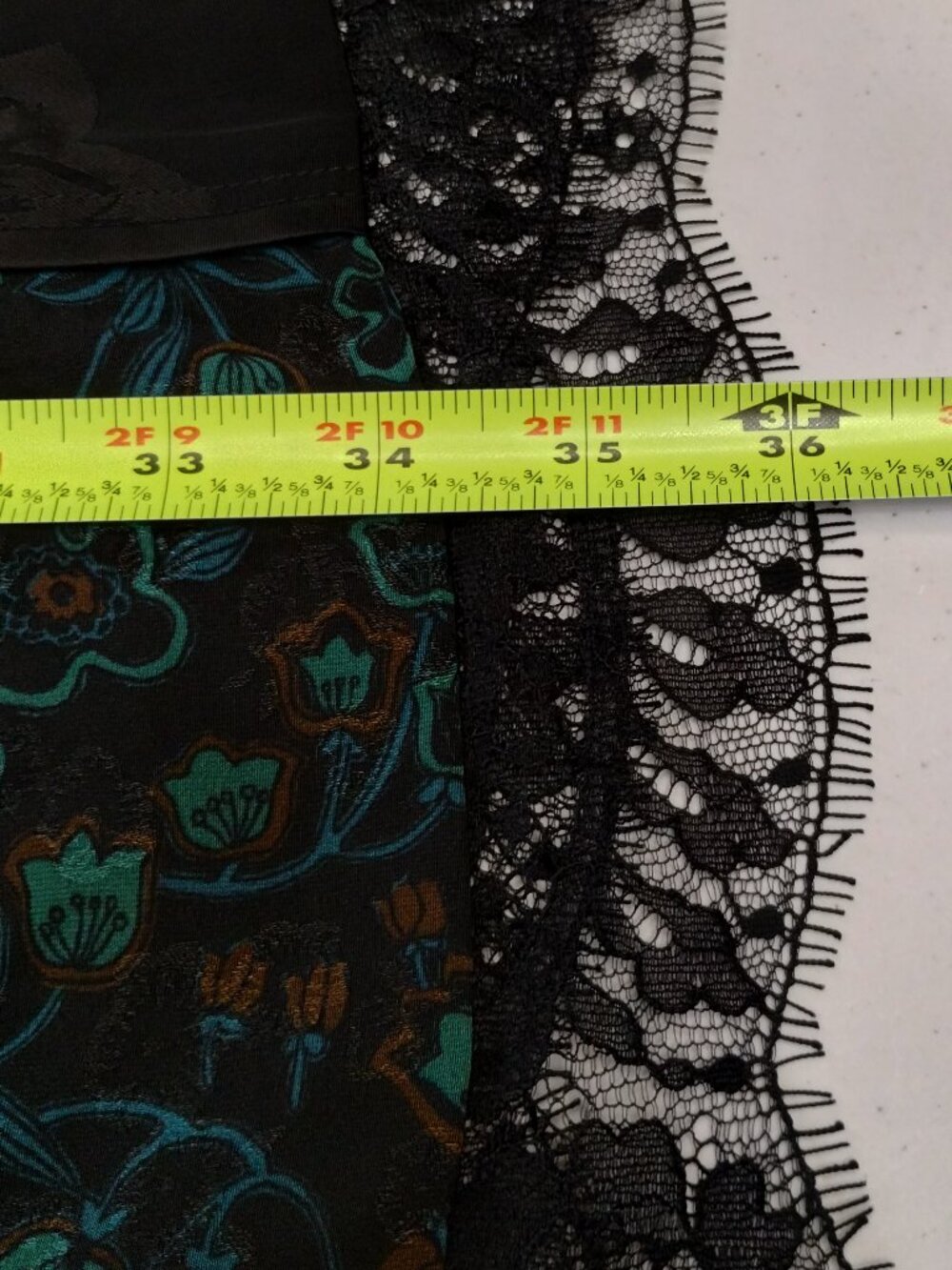 Coach Retro Floral Slip Dress Lace Hem Black Green Size 0 NWT - Picture 14 of 15